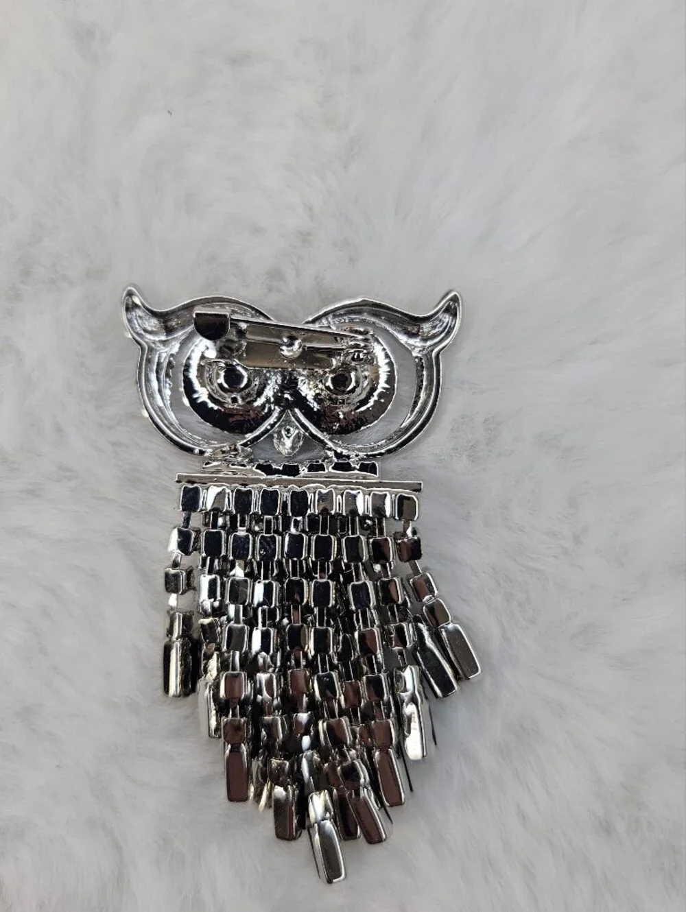 Vintage Style Rhinestone Owl Brooch